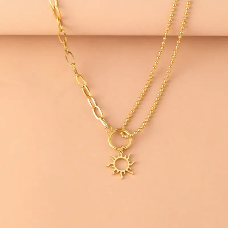 Collier pendentif élégant bohème ajouré - Chaîne en acier inoxydable 316L