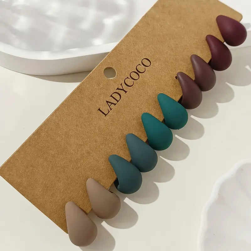 5 Paires de Boucles d'Oreilles Gouttes d'Eau Style Bohème-Finition matte