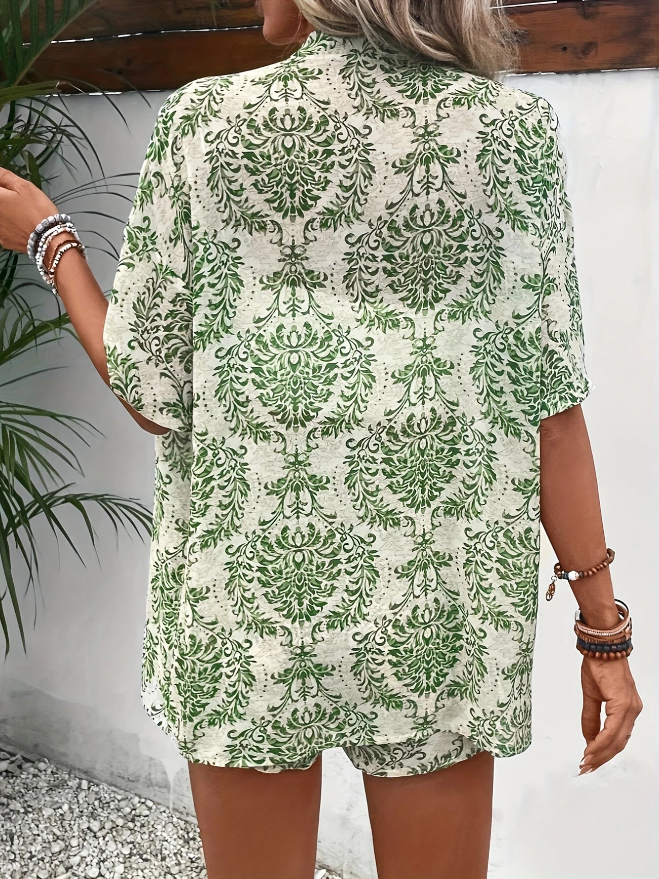 Ensemble Short imprimé damassé décontracté