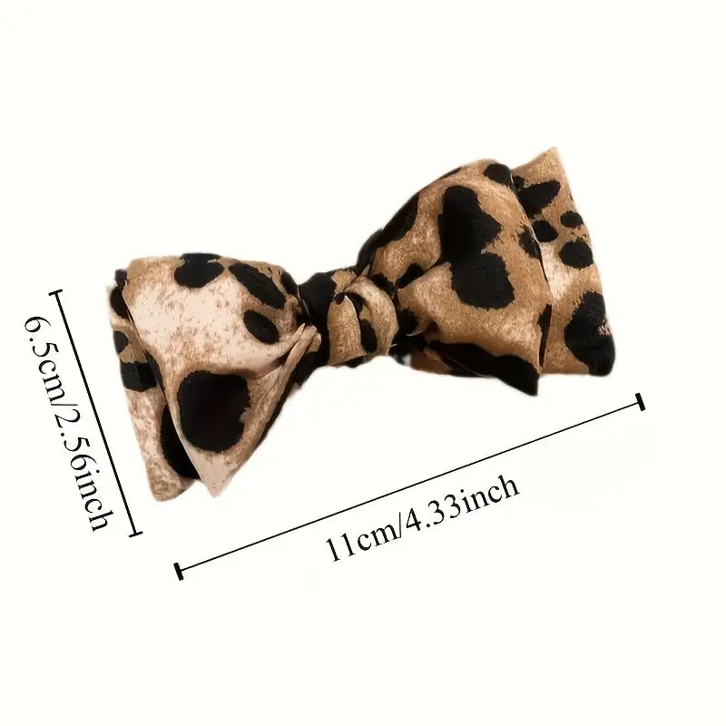 Pince à Cheveux Nœud Imprimé Léopard Vintage