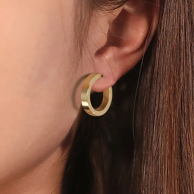 Paire de Boucles d'Oreilles en Acier Inoxydable 316 Hypoallergéniques - Cercles Dorés Minimalistes