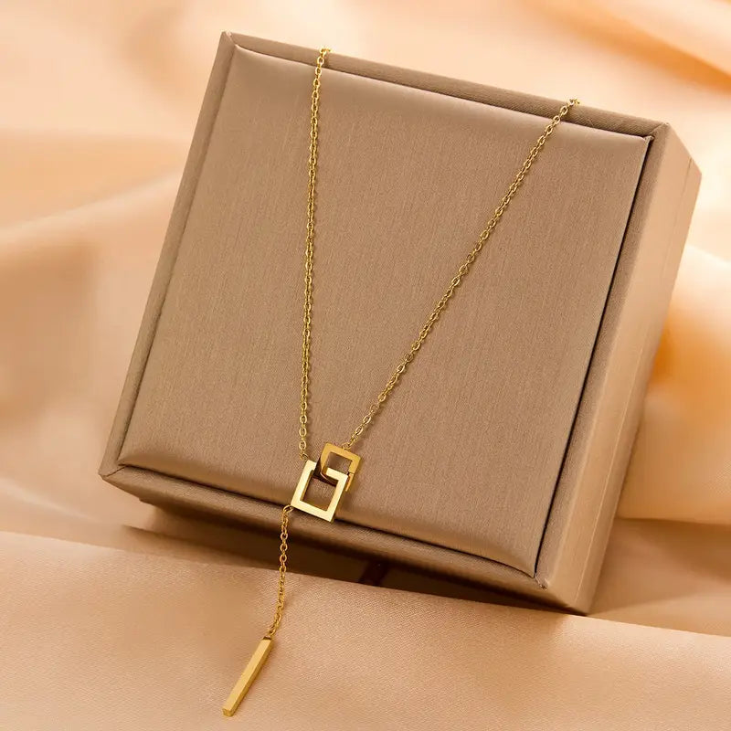 Collier en Acier Inoxydable 316L - Chaîne Élégante à Maillons Carrés