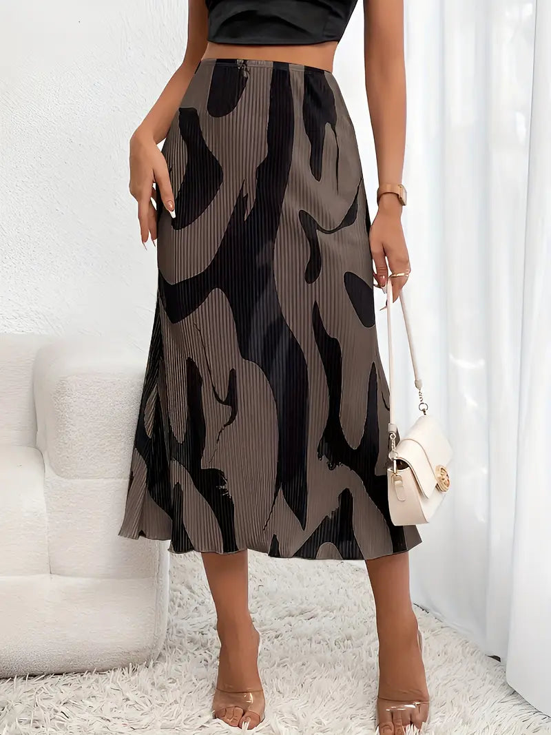 Jupe mi-longue décontractée plissée