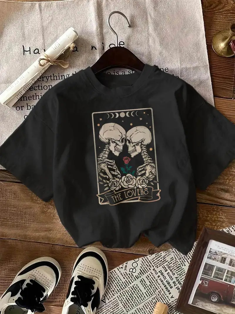 T-Shirt Décontracté Imprimé Graphique "Les Amoureux"