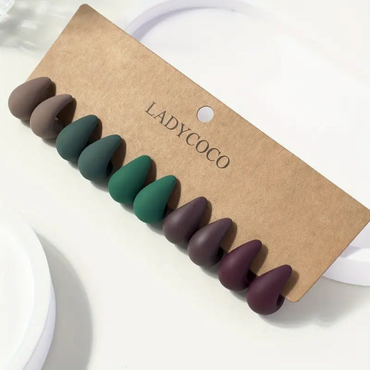 5 Paires de Boucles d'Oreilles Gouttes d'Eau Style Bohème-Finition matte