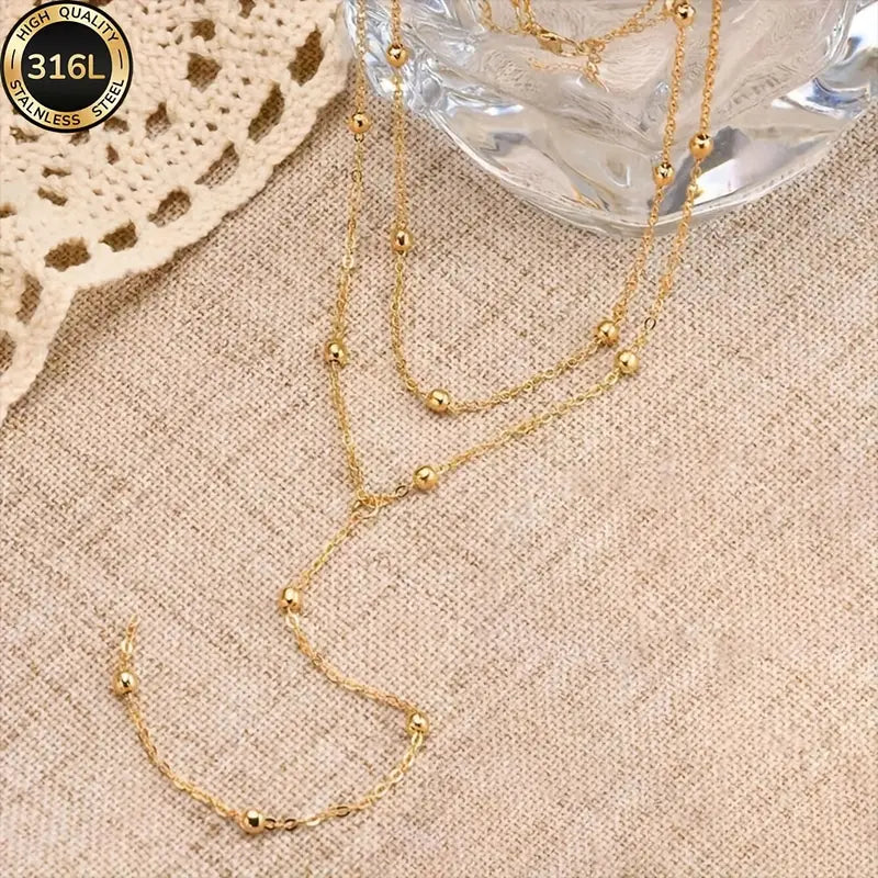 Collier double couche pour femmes, Y-shaped