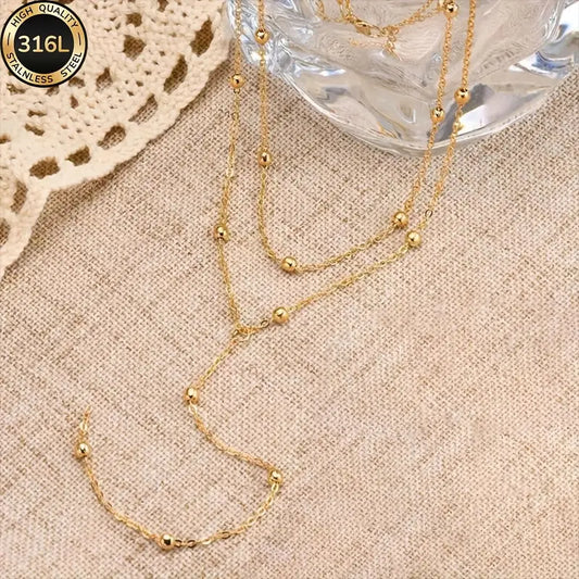 Collier double couche pour femmes, Y-shaped